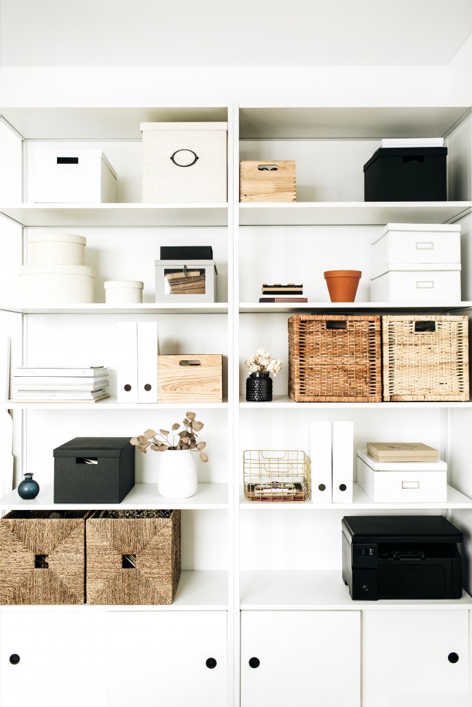 Stylish Storage Space on Shelves